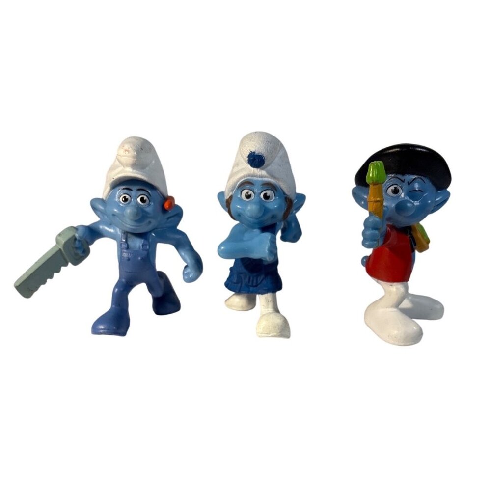 Smurfs Figurines Set Of 3 Painter Gutsy Handy Character Plastic Figures McDonald